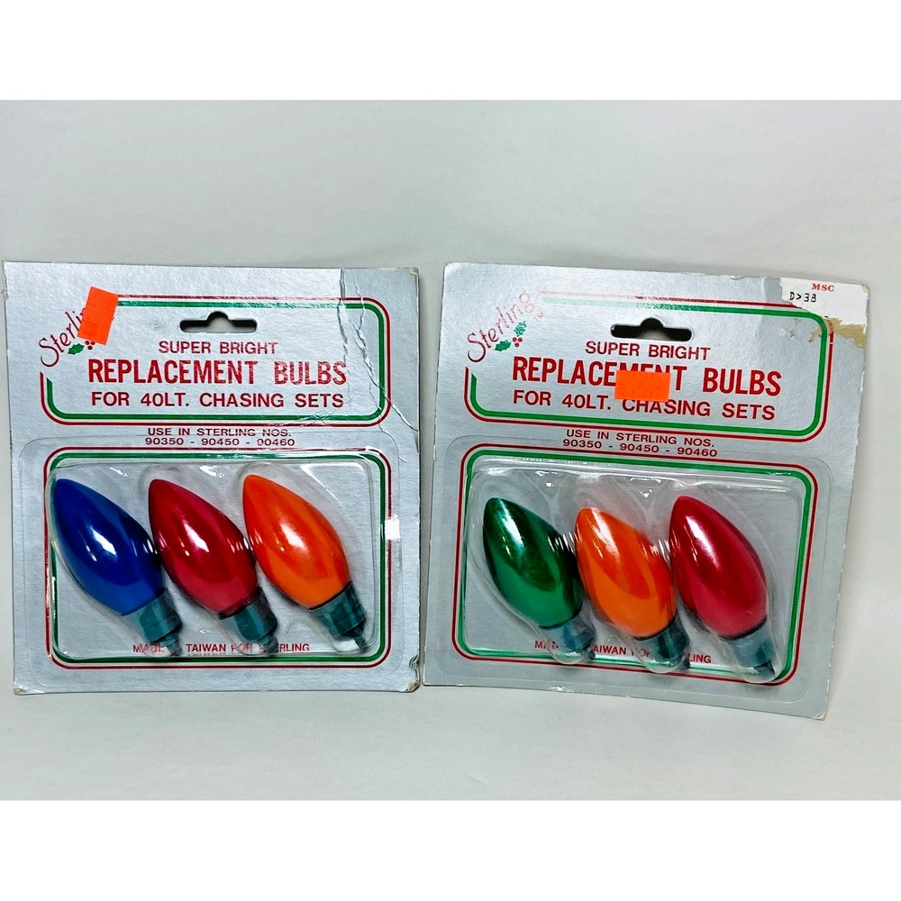 VTG Lot Of 2 Packs Sterling Super Bright Christmas Bulbs 40 Lt Chasers 90350‎